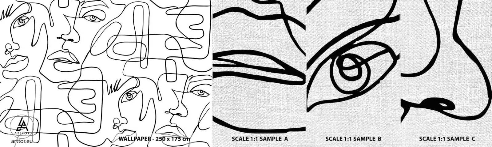 Fototapeta Próbka Premium Canvas - W splątanych emocjach - Twarze, Kreska, Oczy - 100x30 cm