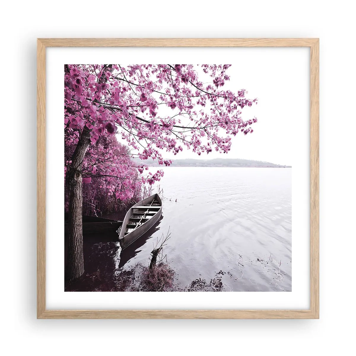Plakat w ramie jasny dąb - W różowej ciszy - 50x50 cm