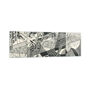 Obraz na szkle - Geometryczne abstrakcyjne wzory w odcieniach zieleni na jasnym tle - 160x50cm - Dynamika współczesności - Nowoczesna dekoracja ścienna do salonu i sypialni ARTTOR