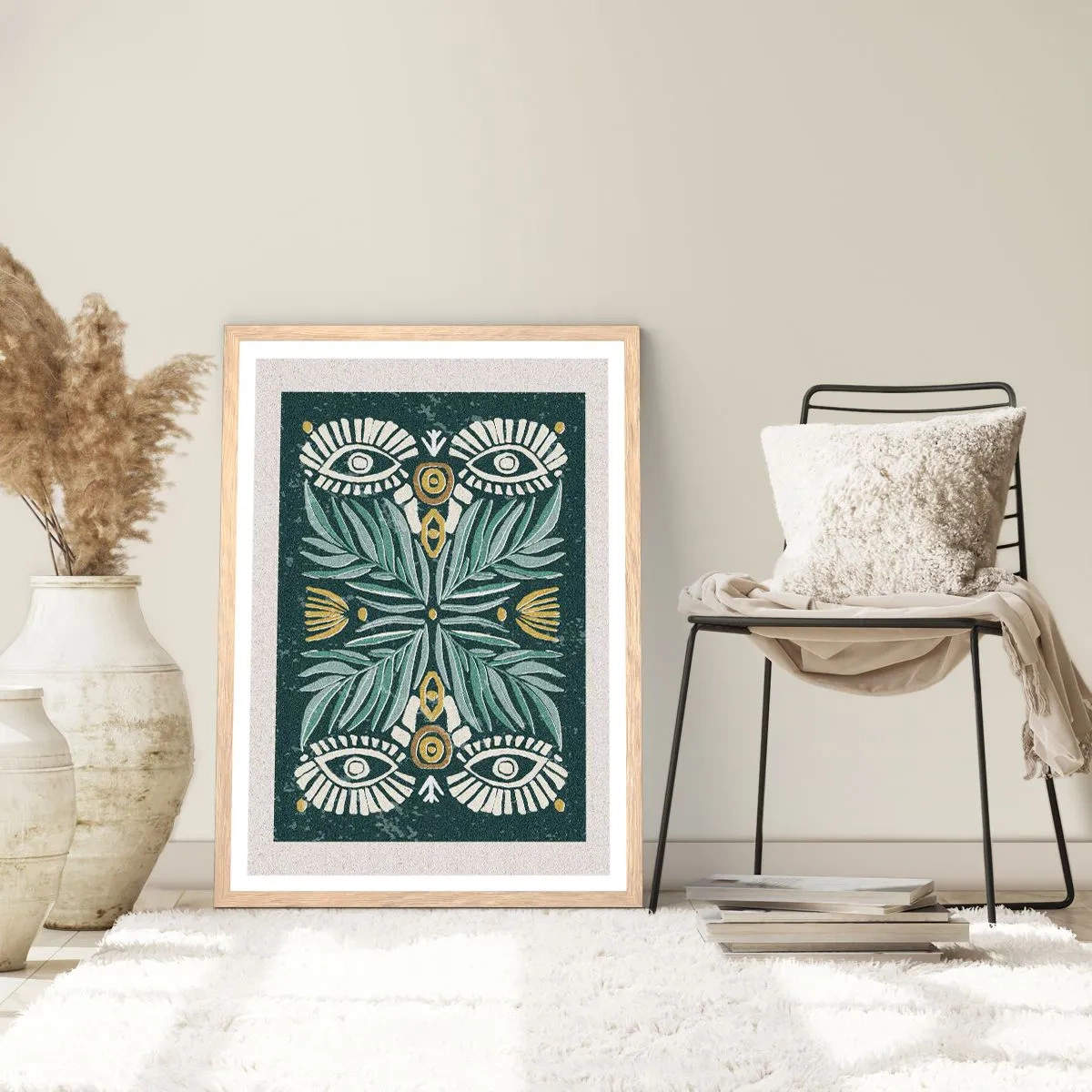 Plakat w ramie jasny dąb - Jak ludowa wycinanka - 70x100 cm