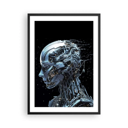 Plakat w czarnej ramie - Cybernetyczna postać w futurystycznym stylu - 50x70cm - Technologia jest kobietą - Nowoczesna dekoracja ścienna do salonu i sypialni ARTTOR