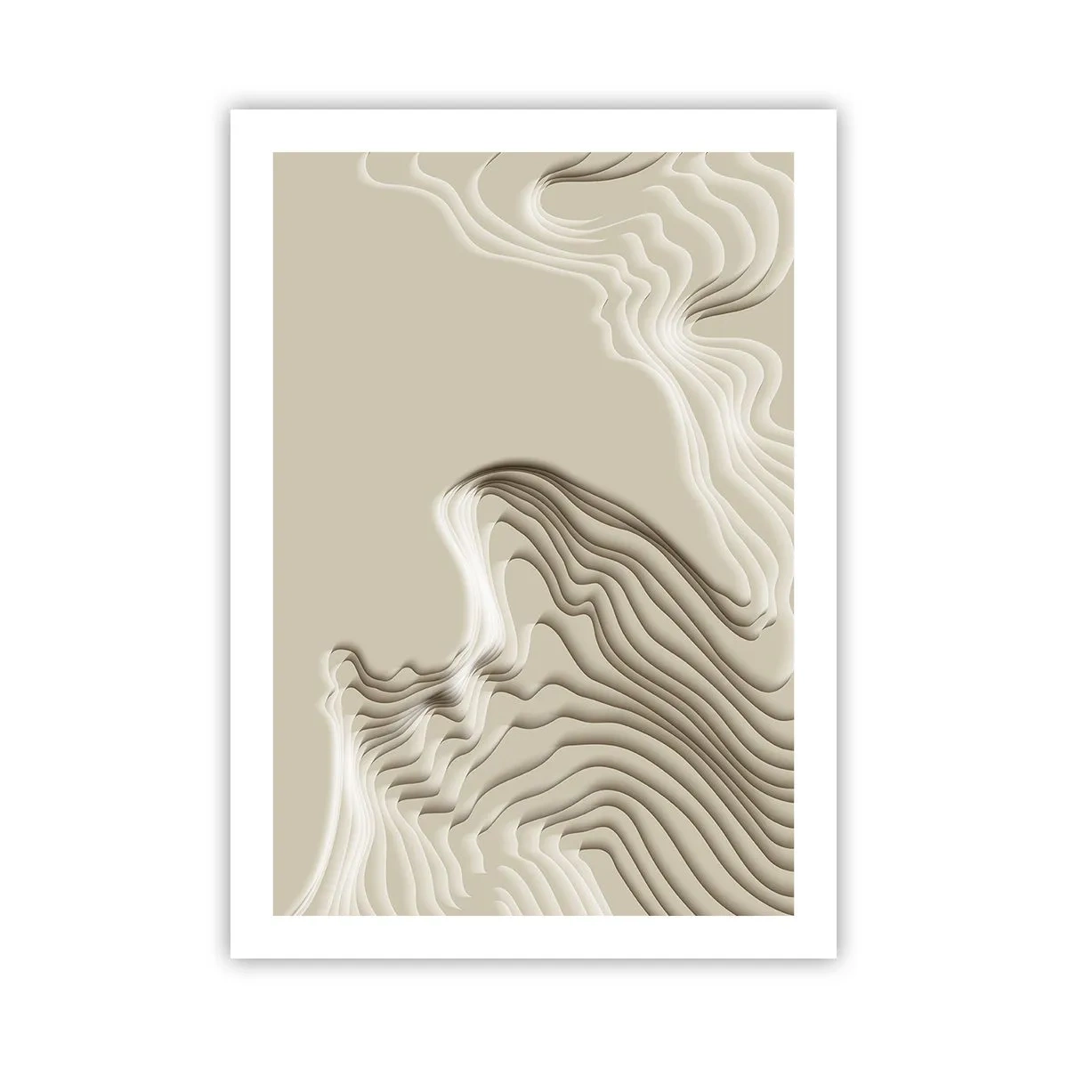 Plakat - Warstwowe fale w odcieniach beżu i brązu - 50x70cm - Topografia sztuki - Nowoczesna dekoracja ścienna do salonu, kuchni i sypialni ARTTOR