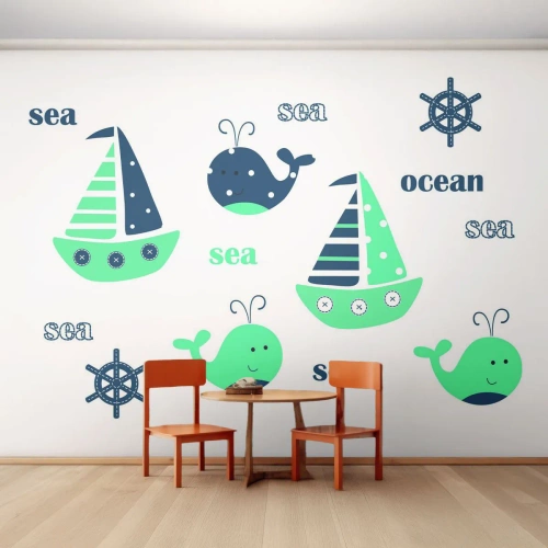 Fototapeta Samoprzylepna Deluxe Sticker - Przez morza i oceany - Dla Dzieci, Marynistyczne, Łódź Żaglowa - 100x70 cm