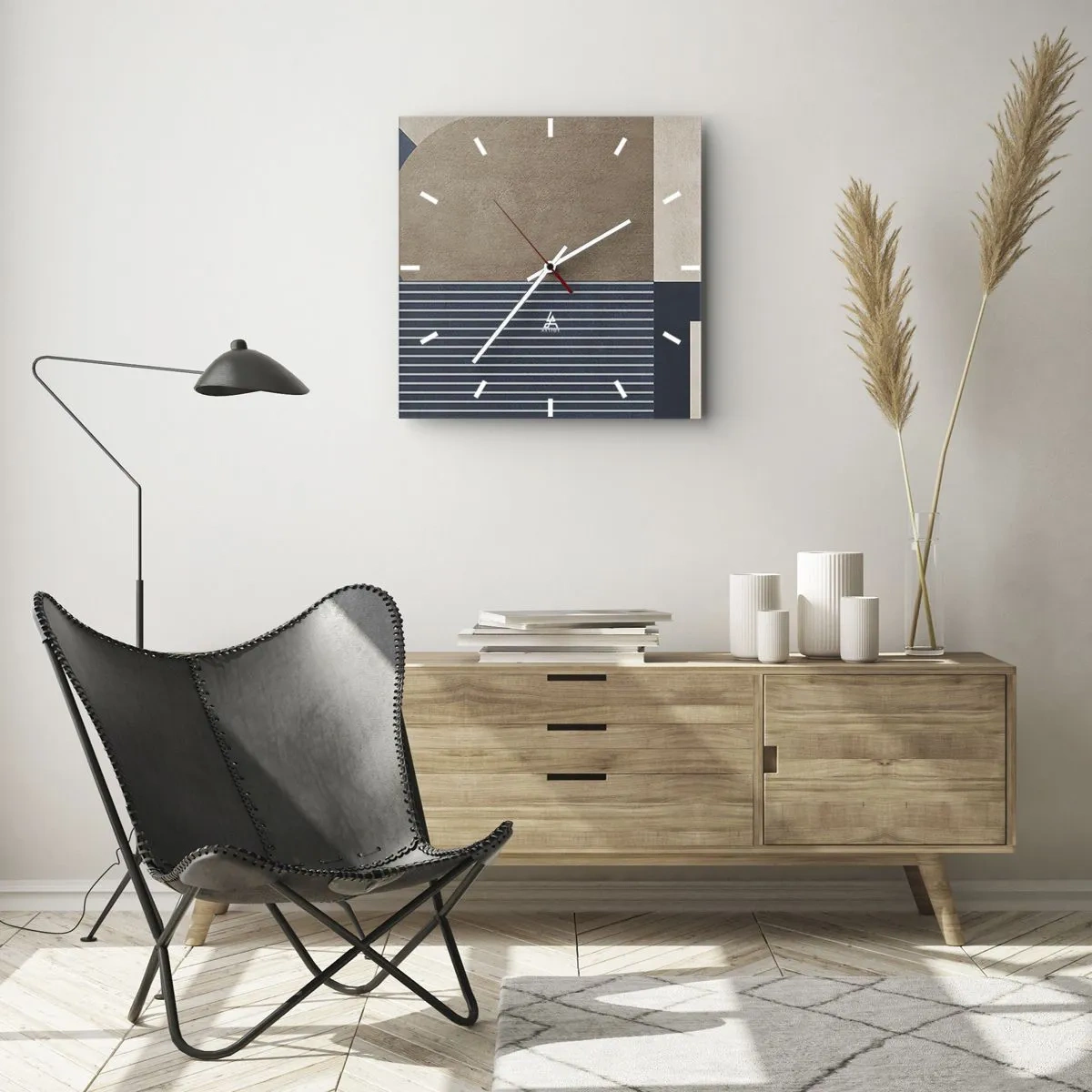 Zegar ścienny - Kompozycja prostoty i krągłości - 40x40 cm