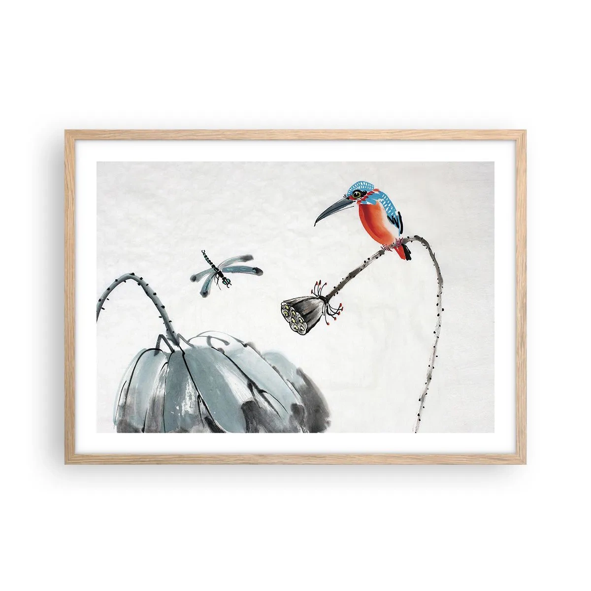 Plakat w ramie jasny dąb - Życie łąki - 70x50 cm