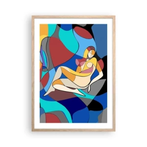 Plakat w ramie jasny dąb - Kubistyczny akt - 50x70 cm