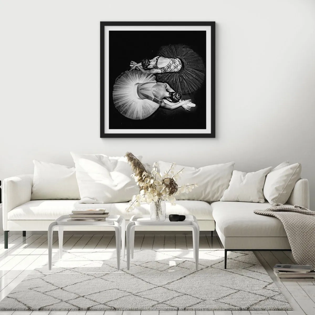 Plakat w czarnej ramie - Jin i jang – idealna równowaga - 40x40 cm