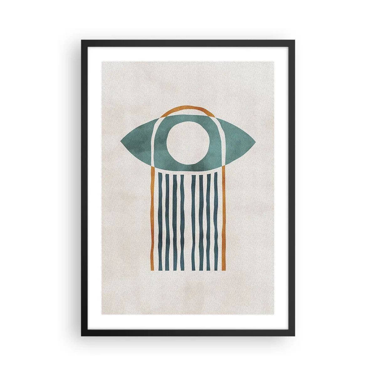 Plakat w czarnej ramie - Minimalistyczny symbol oka w stylu boho - 50x70cm - Znaki i rytuały - Nowoczesna dekoracja ścienna do salonu i sypialni ARTTOR