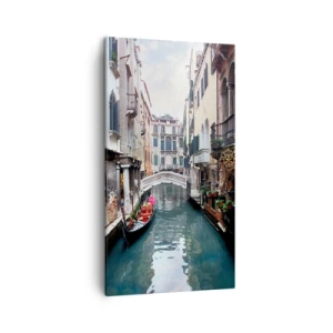 Obraz na płótnie - Pejzaż wenecki z gondolą i mostkiem - 45x80 cm