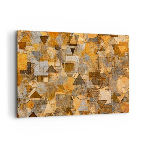 Obraz na płótnie - Abstrakcyjne geometryczne wzory w odcieniach złota - 120x80cm - Świat ujęty w formę - Nowoczesna dekoracja ścienna do salonu, kuchni i sypialni ARTTOR