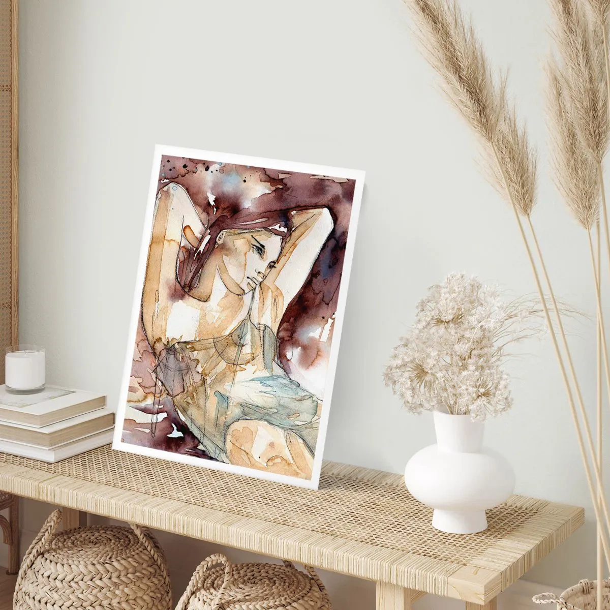 Plakat - Artystyczna sylwetka kobiety w odcieniach brązu - 50x70cm - W nastroju lila - Nowoczesna dekoracja ścienna do salonu, kuchni i sypialni ARTTOR