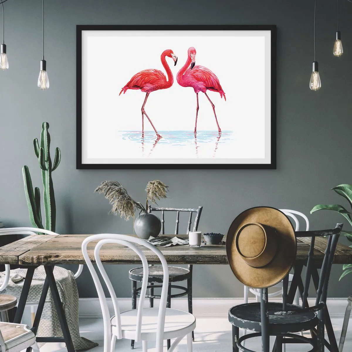 Plakat w czarnej ramie - Różowe randez-vous - 40x30 cm