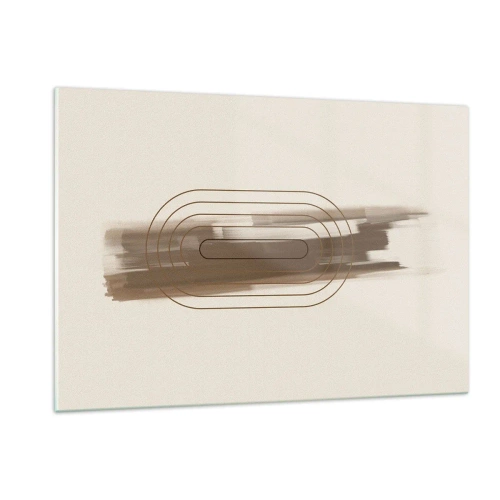 Obraz na szkle - Abstrakcja w odcieniach brązu z minimalistycznym wzorem - 120x80cm - Powiew szarości - Nowoczesna dekoracja ścienna do salonu, kuchni i sypialni ARTTOR