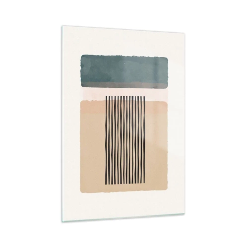 Obraz na szkle - Geometryczna kompozycja z pasami i blokami kolorów - 50x70cm - Wszystko w porządku - Nowoczesna dekoracja ścienna do salonu, kuchni i sypialni ARTTOR