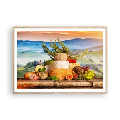 Plakat w ramie jasny dąb - Włoska radość życia - 100x70 cm