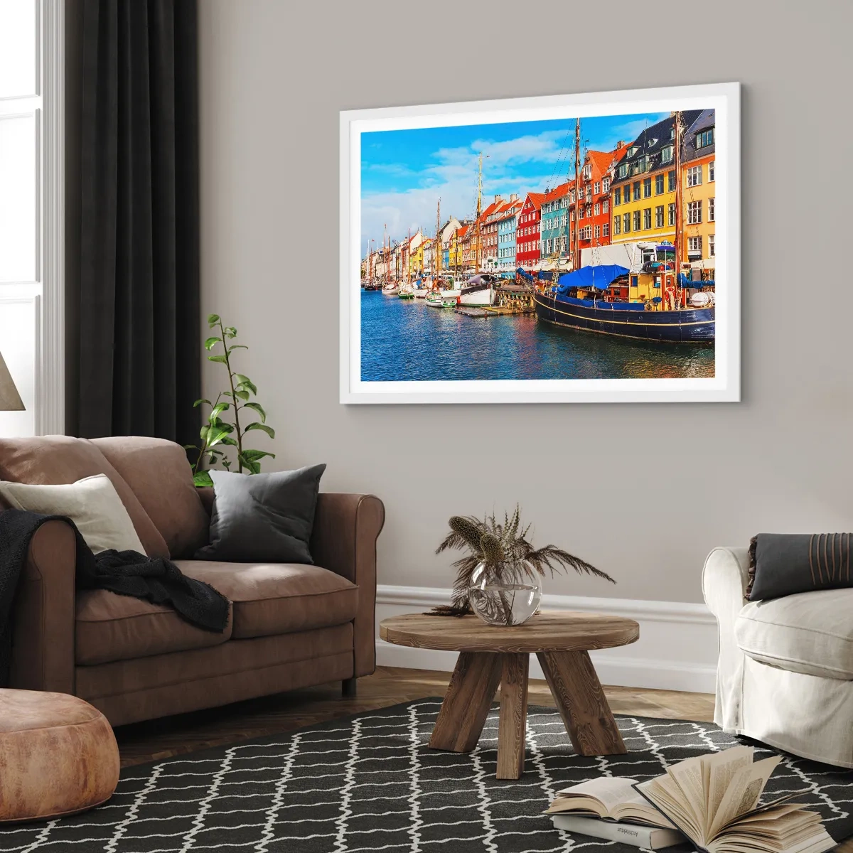 Plakat w białej ramie - Radosne nabrzeże - 100x70 cm