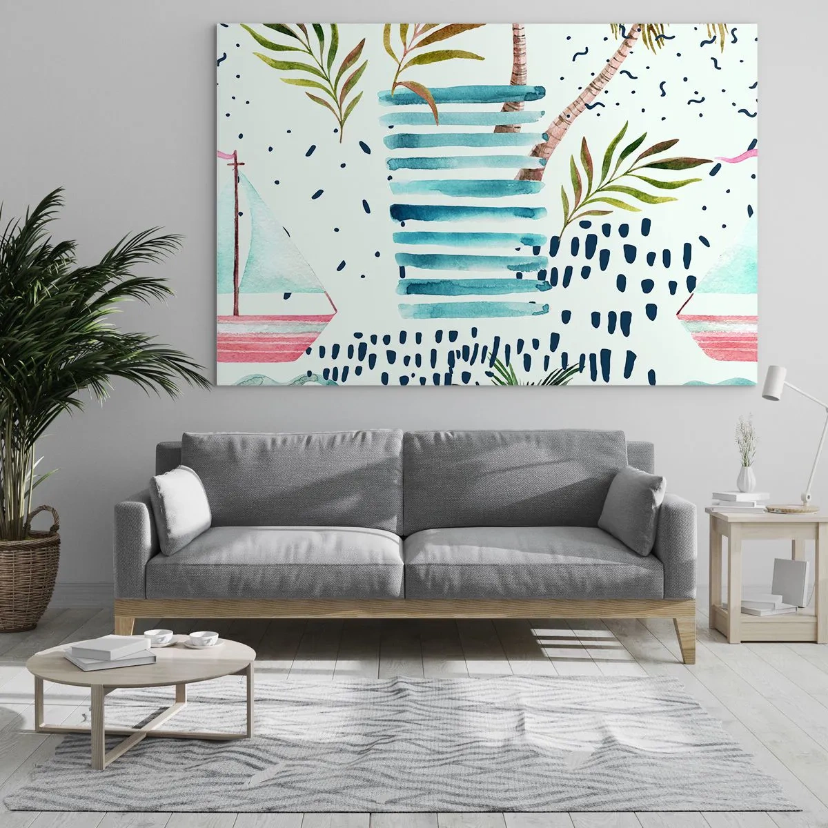 Obraz na szkle - Wakacje pod palmami - 100x70cm - Wakacje pod palmami - Nowoczesna dekoracja ścienna do salonu, kuchni i sypialni ARTTOR