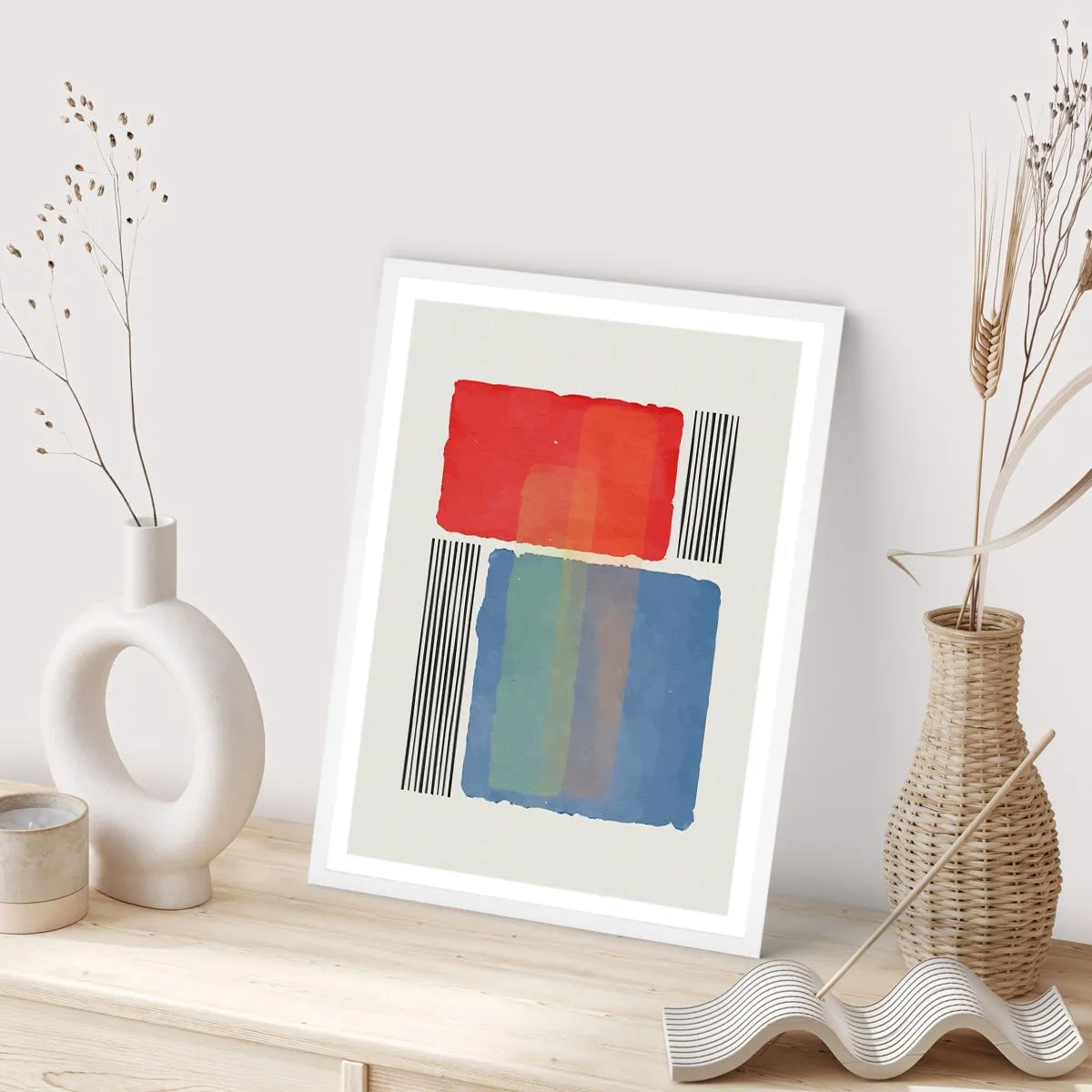 Plakat w białej ramie - Duch i litera geometrii - 70x100 cm