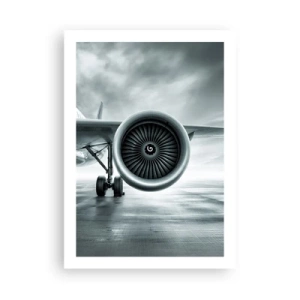 Plakat - Silnik odrzutowy samolotu w monochromatycznej tonacji - 50x70cm - Jest moc! - Nowoczesna dekoracja ścienna do salonu, kuchni i sypialni ARTTOR