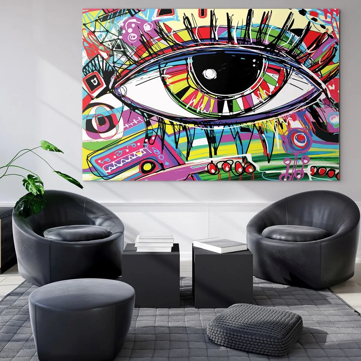 Obraz na szkle - Kolorowe oko w abstrakcyjnym stylu - 120x80cm - Kolorowe oko - kolorowa dusza - Nowoczesna dekoracja ścienna do salonu, kuchni i sypialni ARTTOR