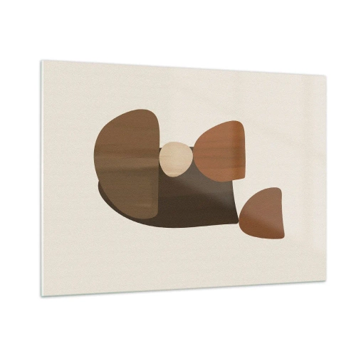 Obraz na szkle - Abstrakcyjna kompozycja w odcieniach brązu i beżu - 100x70cm - Kompozycja w brązie - Nowoczesna dekoracja ścienna do salonu, kuchni i sypialni ARTTOR