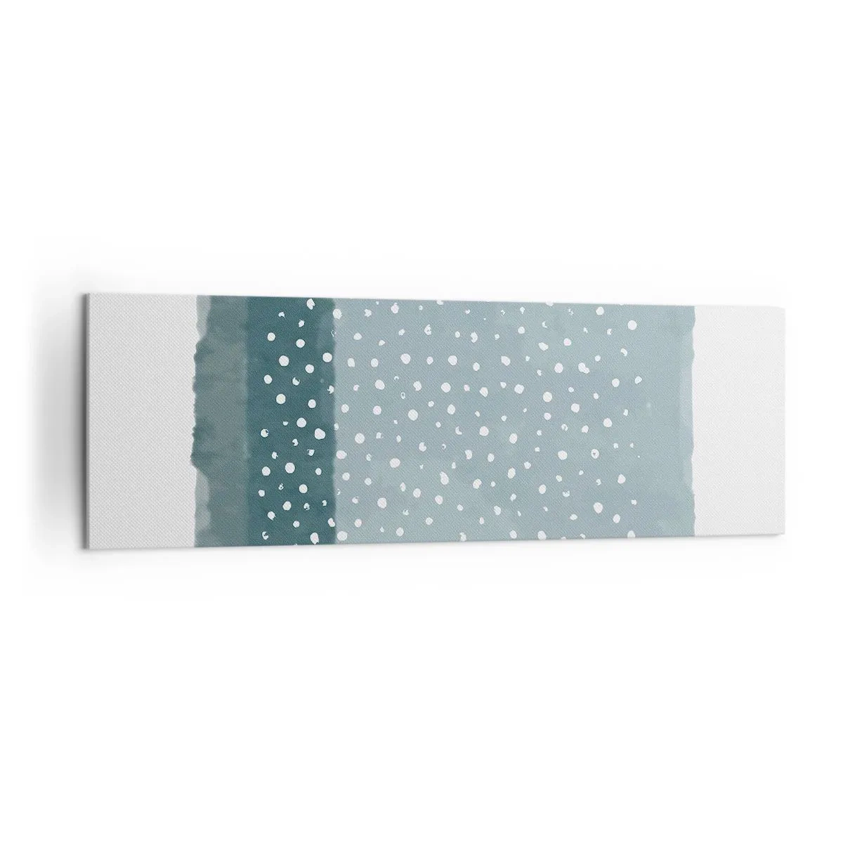 Obraz na płótnie - Minimalistyczny obraz w odcieniach błękitu z kropkami - 160x50cm - Wyrosłe na błękicie - Nowoczesna dekoracja ścienna do salonu i sypialni ARTTOR