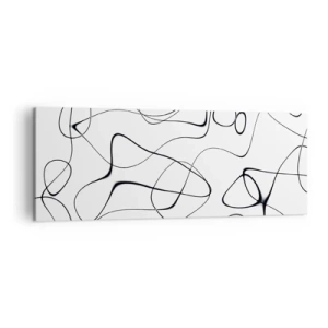 Obraz na płótnie - Abstrakcyjne czarne linie na białym tle w minimalistycznym stylu - 140x50cm - Ścieżki życia, koleje losu - Nowoczesna dekoracja ścienna do salonu i sypialni ARTTOR