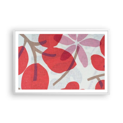 Plakat w białej ramie - Kompozycja kwiatowa w różu - 91x61 cm