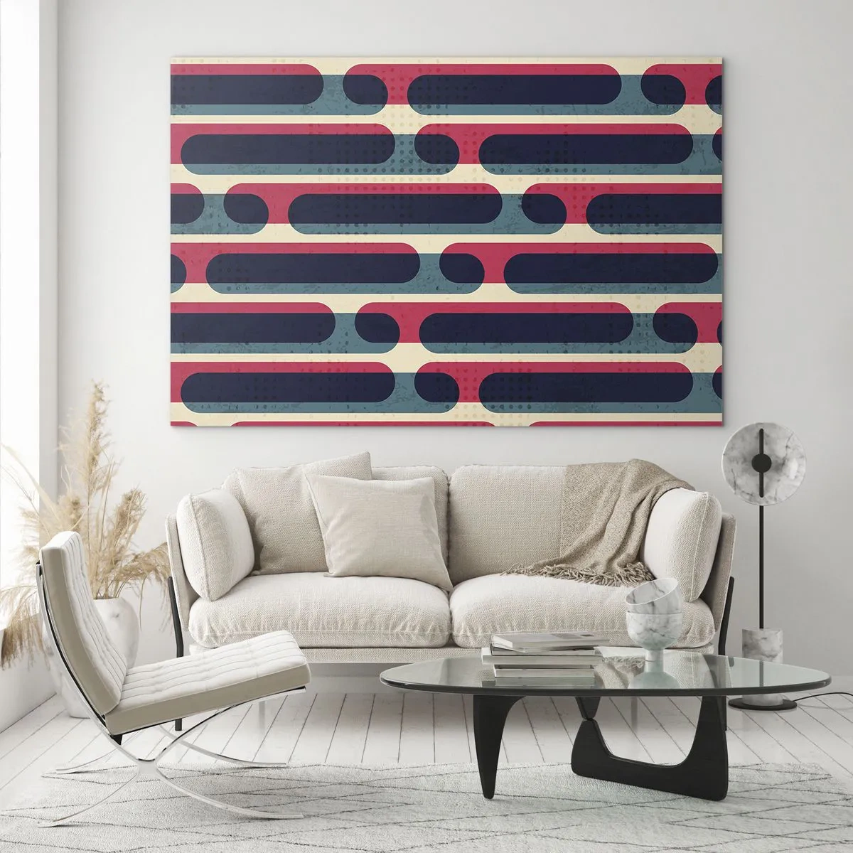 Obraz na szkle - Abstrakcyjne linie w stylu retro - 70x50cm - W głąb i do przodu - Nowoczesna dekoracja ścienna do salonu i sypialni ARTTOR