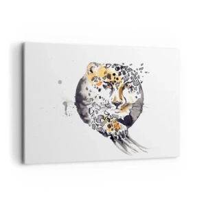 Obraz na płótnie - Artystyczna akwarela z motywem geparda - 100x70cm - Drapieżna uroda - Nowoczesna dekoracja ścienna do salonu, kuchni i sypialni ARTTOR