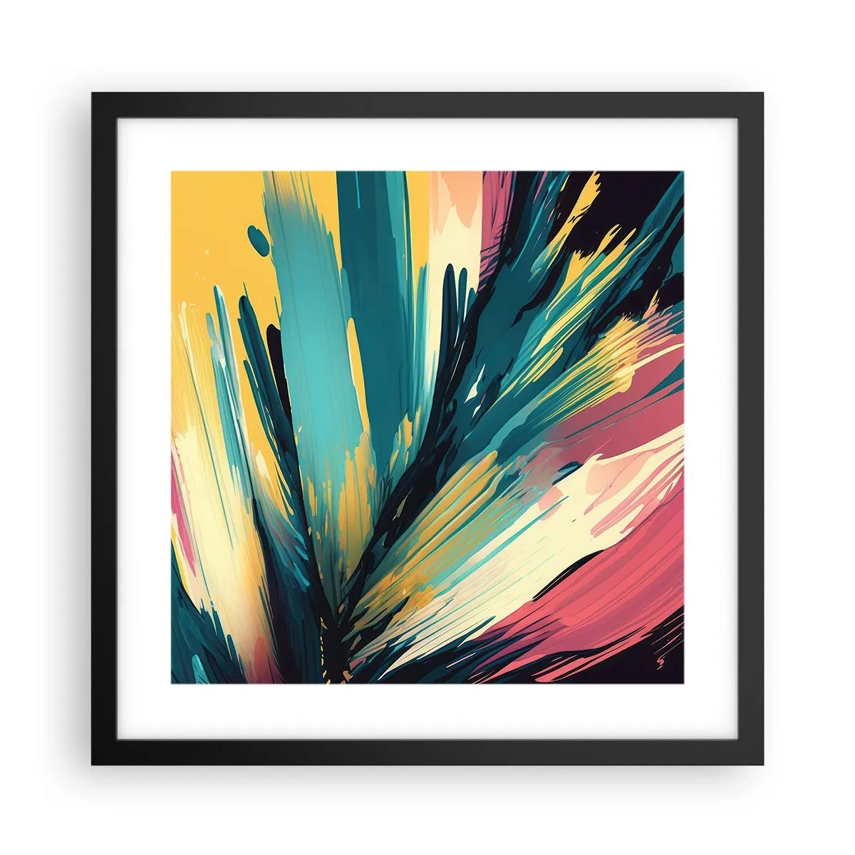 Plakat w czarnej ramie - Kompozycja – eksplozja radości - 40x40 cm