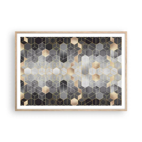 Plakat w ramie jasny dąb - Diamentowa kompozycja - 100x70 cm