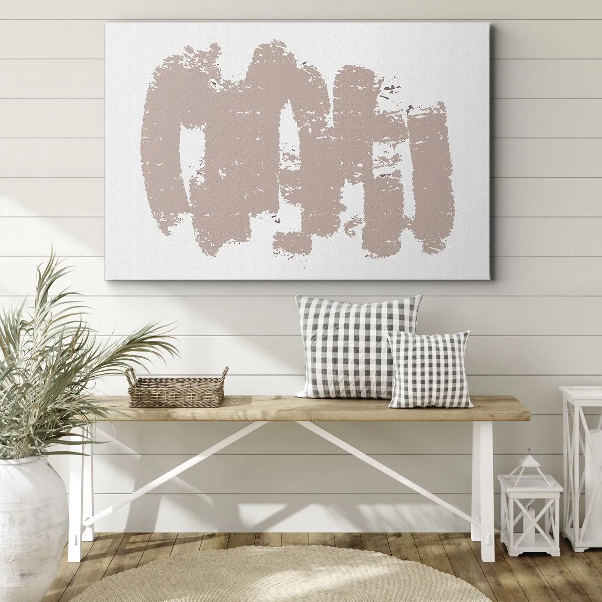 Obraz na płótnie - Łagodne różowe kształty na jasnym tle - 100x70cm - Abstrakcja w łagodnym różu - Nowoczesna dekoracja ścienna do salonu, kuchni i sypialni ARTTOR