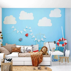 Fototapeta Premium Canvas - Dziecięca tęsknota do przygody - Dla Dzieci, Marynistyczne, Łódź Rybacka - 250x175 cm
