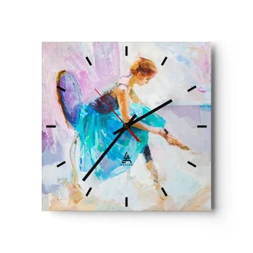 Zegar ścienny - Baletnica przygotowująca się do tańca w pastelowych odcieniach - 30x30cm - Niewysłowiony wdzięk, subtelny czar - Nowoczesna dekoracja ścienna do salonu i sypialni ARTTOR