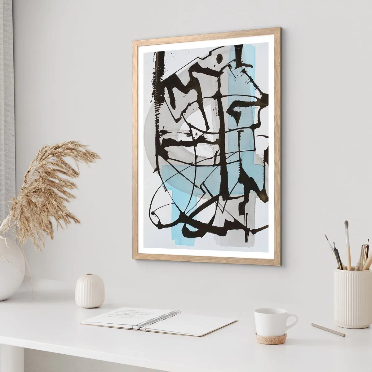 Plakat w ramie jasny dąb - Mimo wszystko błękitny - 30x40 cm