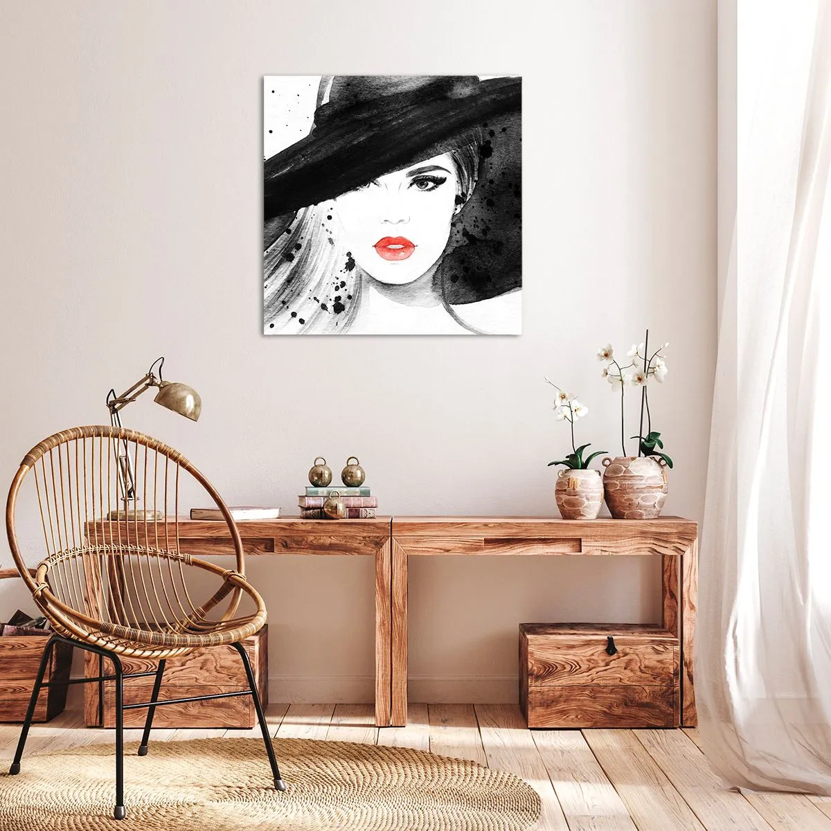 Obraz na płótnie - Dama w czerni - 50x50 cm