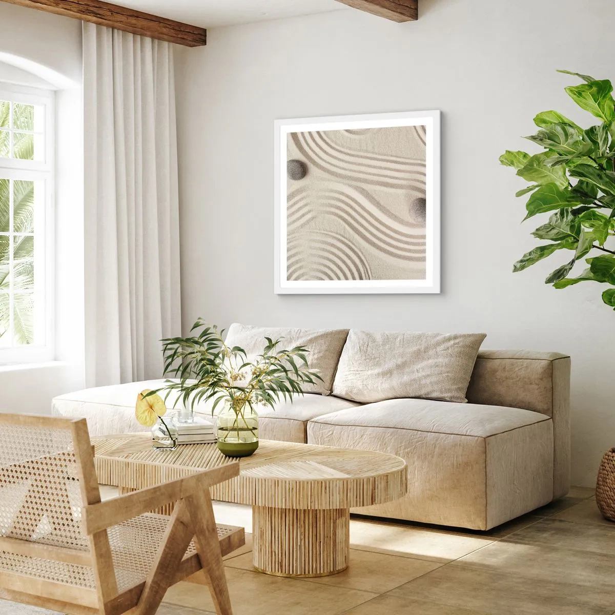 Plakat w białej ramie - Dotyk ciepła - 50x50 cm