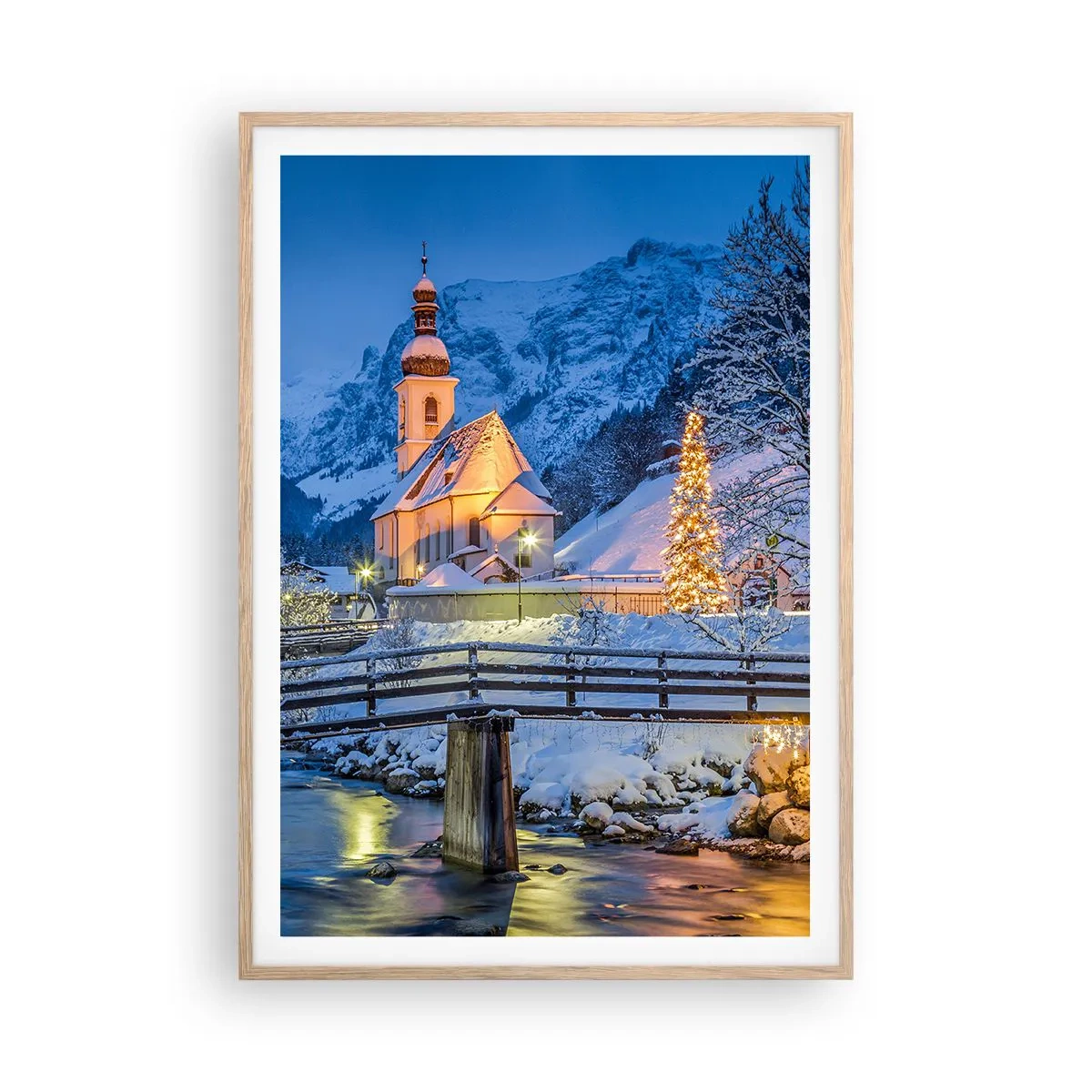 Plakat w ramie jasny dąb - Duch Świąt - 70x100 cm