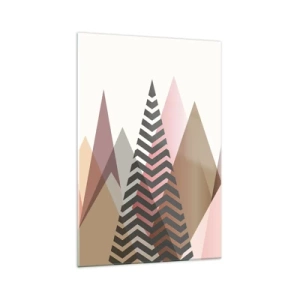 Obraz na szkle - Kolorowe geometryczne góry w pastelowych odcieniach - 70x100cm - Piramidalny widok - Nowoczesna dekoracja ścienna do salonu i sypialni ARTTOR