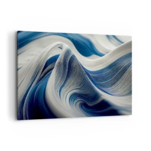 Obraz na płótnie - Abstrakcyjne fale w odcieniach błękitu i bieli - 120x80cm - Płynność błękitu i bieli - Nowoczesna dekoracja ścienna do salonu, kuchni i sypialni ARTTOR