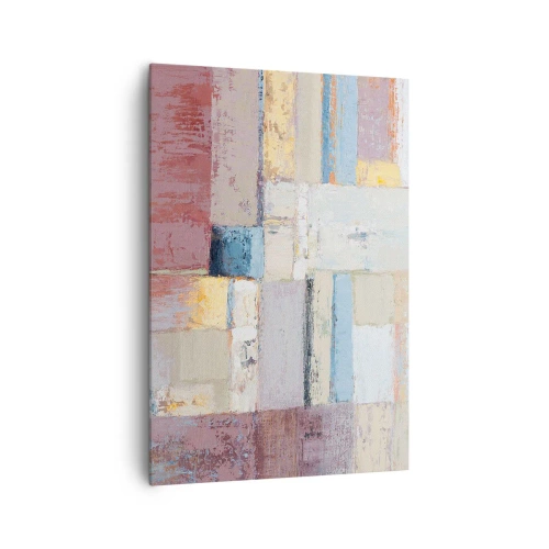 Obraz na płótnie - Geometryczna kompozycja w pastelowych barwach - 70x100cm - Spokój geometrii - Nowoczesna dekoracja ścienna do salonu i sypialni ARTTOR
