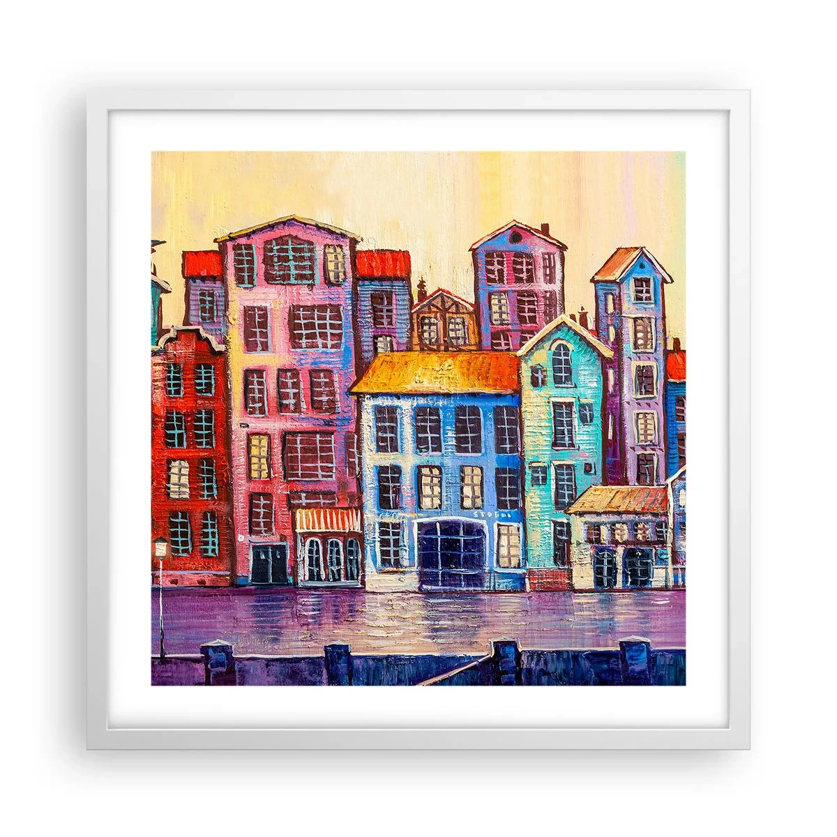 Plakat w białej ramie - Miasto jak z bajki - 50x50 cm