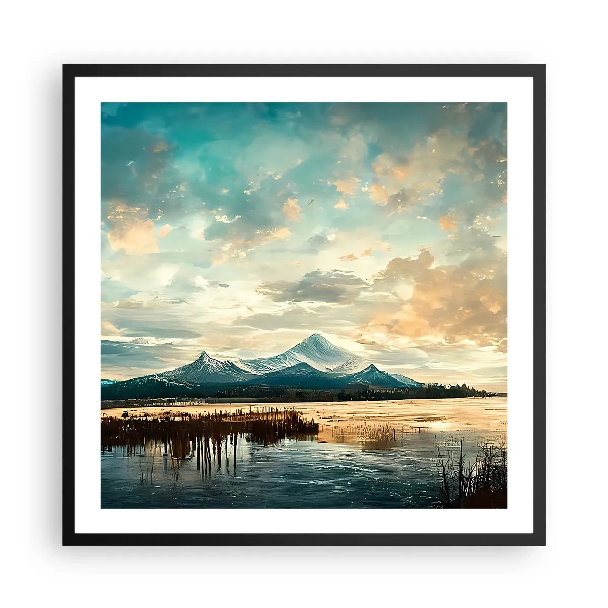Plakat w czarnej ramie - Pod opieką nieba - 60x60 cm