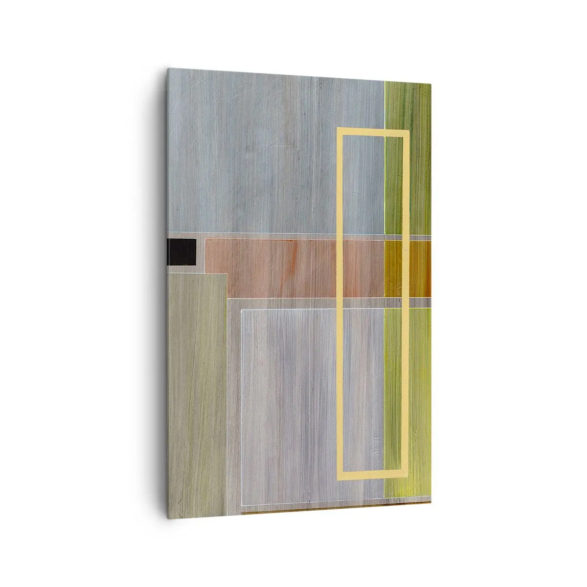 Obraz na płótnie - Geometryczna kompozycja w pastelowych barwach z prostokątami - 80x120cm - Prosto i spokojnie - Nowoczesna dekoracja ścienna do salonu i sypialni ARTTOR