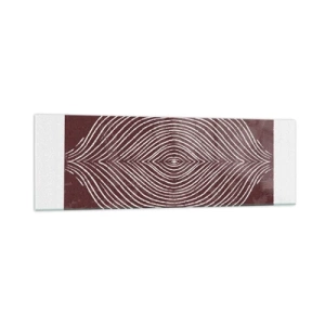 Obraz na szkle - Symetryczne fale w białych liniach na brązowym tle - 160x50cm - Przestrzeń mówi - Nowoczesna dekoracja ścienna do salonu i sypialni ARTTOR