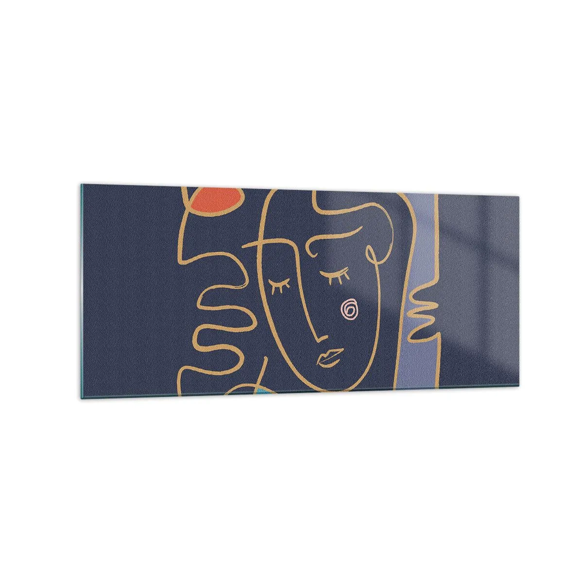 Obraz na szkle - Abstrakcyjny portret twarzy w minimalistycznym stylu - 120x50cm - W zamyśleniu - Nowoczesna dekoracja ścienna do salonu i sypialni ARTTOR