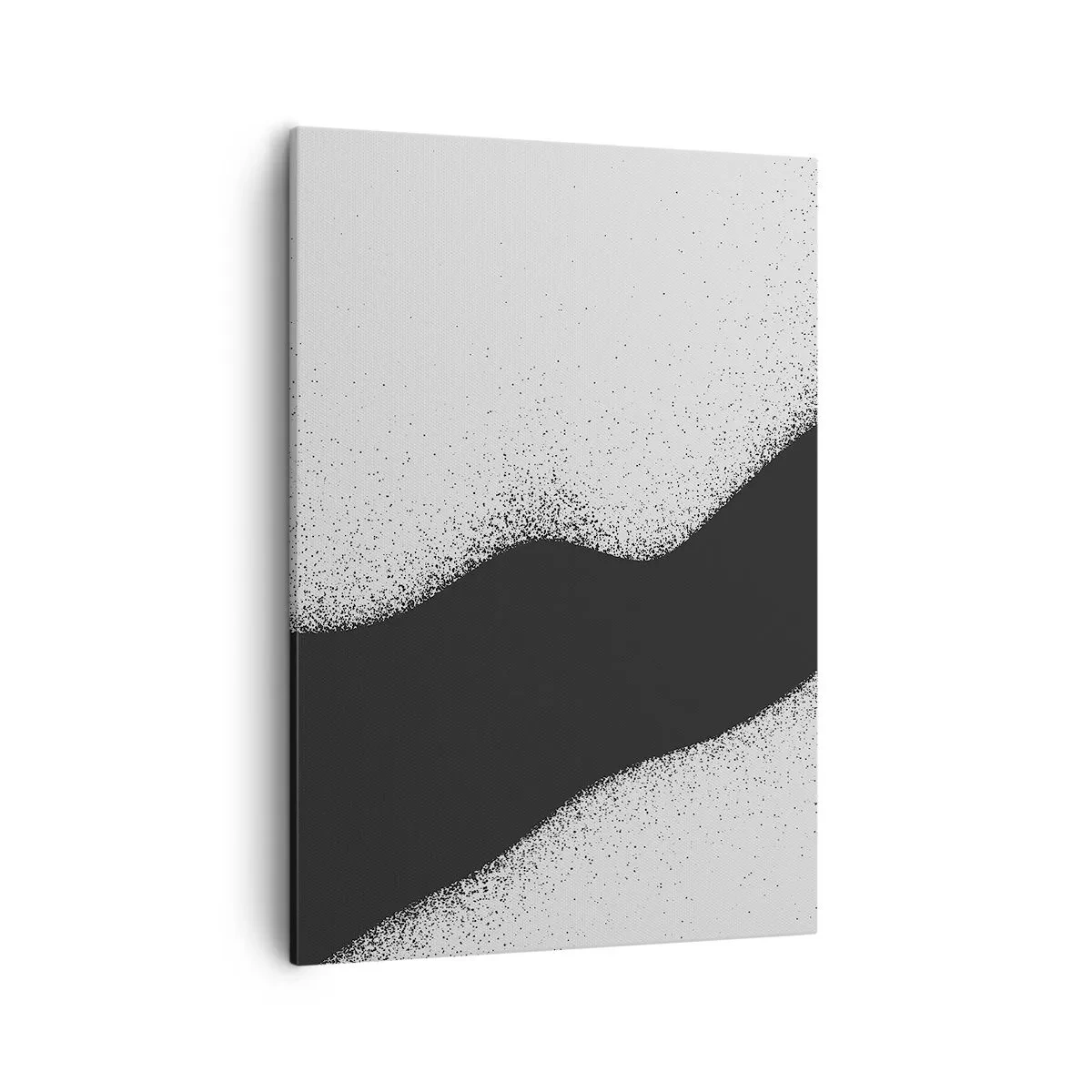 Obraz na płótnie - Abstrakcyjna czarno-biała kompozycja z płynną linią - 50x70cm - Płynna równowaga - Nowoczesna dekoracja ścienna do salonu, kuchni i sypialni ARTTOR