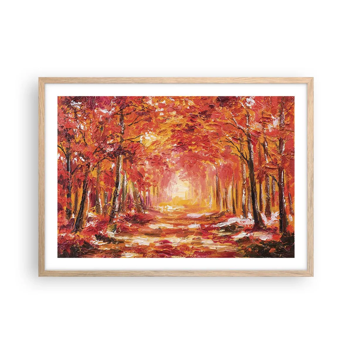 Plakat w ramie jasny dąb - Miedziany las - 70x50 cm