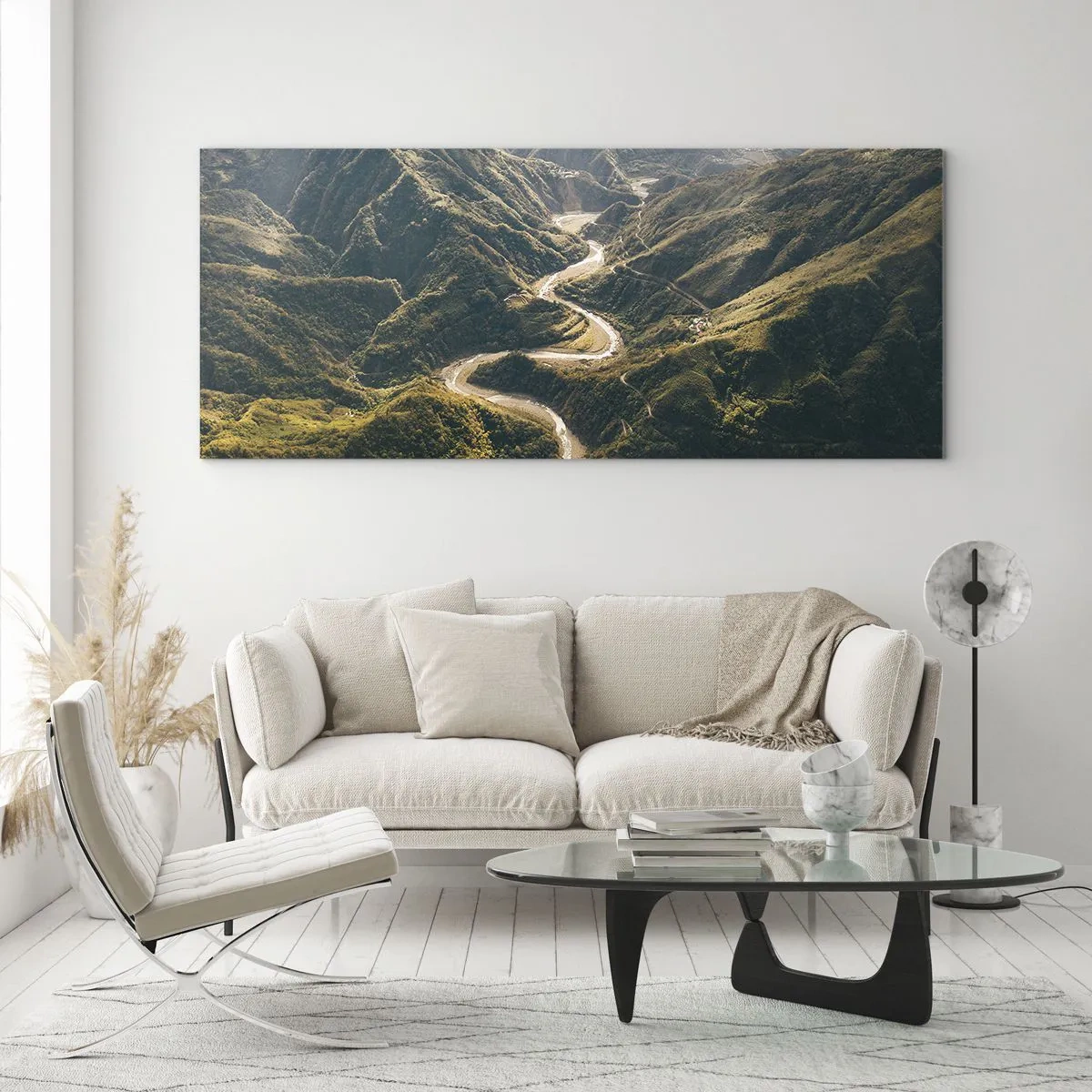 Obraz na szkle - Górski krajobraz z wijącą się drogą wśród zielonych wzgórz - 120x50cm - Prosto z serca gór - Nowoczesna dekoracja ścienna do salonu i sypialni ARTTOR